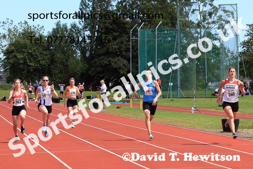Womens 100 metres, 2024 NE Masters Track and Field Champs., Monkton Stadium, Jarrow.  Photo: David T. Hewitson/Sports for All Pics